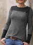 Round Neck Long Sleeve Casual Cotton-Blend Tops
