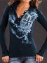 Women Casual Long Sleeve V Neck Plus Size Tops