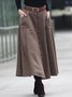 Casual Pockets Plain Vintage Skirt