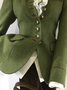 zolucky Green Paneled Plain Wool Blend Long Sleeve Outerwear