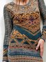 Gray Long Sleeve Cotton Casual Knitting Dress