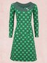 Green A-Line Casual Knitting Dress