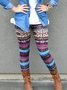 Vintage Multicolor Geometric Printed Casual Leggings