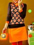 Plus Size Vintage Statement Printed Long Sleeve Casual Knitting Dress