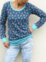 Printed Casual Long Sleeve Crew Neck T-shirt