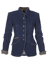 zolucky Solid Vintage Blazer Plus Size Stand Collar Jackets