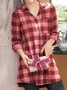 Women Checkered/plaid Cotton-Blend Casual T-shirt
