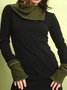 Black Color-Block Long Sleeve Cotton-Blend Sweatshirt