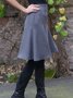 Gray Ruffled Plain Casual Skirt