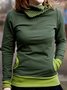 Plus Size Sleeve Cotton-Blend Plain Casual Sweatshirts