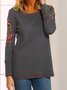 Women Long Sleeve Round Neck Casual Cotton-Blend T-shirt