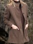 Women Casual Winter Solid Buttoned Mid-weight Daily Crew Neck Cotton-Blend Jacket