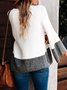 White Knitted Casual Sweater