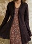 Women Vintage Spring Solid Cotton-Blend Mid-weight Micro-Elasticity Long sleeve Crew Neck Other Coat