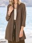 Casual Spring Solid Cotton-Blend Mid-weight Daily Casual Long sleeve Crew Neck Other Coat for Women