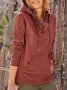 Red Long Sleeve Cotton-Blend Hoodie Sweatshirts