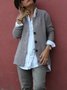 Gray Cotton-Blend Plain Long Sleeve Knit coat