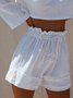 White Boho Cotton-Blend Shorts
