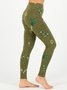 Grass Green Casual Cotton-Blend Printed Pants