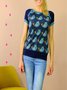 Statement Vintage Printed Short Sleeve Plus Size Casual Tops
