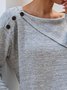 Gray Buttoned Solid Long Sleeve Cotton-Blend TopKnitwear & Sweater