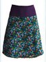 Green Cotton-Blend Floral Vintage Skirt