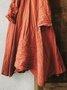 Vintage 3/4 Sleeve Plain V Neck Plus Size Casual Weaving Dress