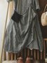 Women Vintage Plaid Long Sleeve Plus Size Casual Maxi Weaving Dress