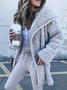 Women Faux Fur Long Sleeve Winter Cardigans With Hoodie Coat