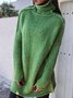 zolucky Turtleneck Knitted Plus Size Pullovers Long Sleeve Knitted Sweaters