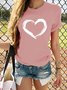 Women Short Sleeve Heart Printed Casual T-Shirts