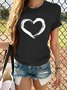 Women Short Sleeve Heart Printed Casual T-Shirts