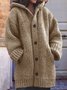 Button Down Hooded Knitted Cardigan Plus Size Outerwear For Women