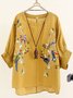 Women Floral Embroidery Half Sleeve Top