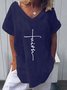Casual Plus Size Raglan Sleeve V Neck Shirts Tunic Tops
