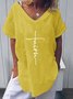 Casual Plus Size Raglan Sleeve V Neck Shirts Tunic Tops