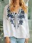 Women Long Sleeve Embroidery Top