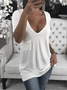 Solid V Neck Casual Short Sleeve T-shirt