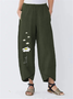 Women Casual Floral-Print Pockets Pants