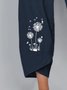 Navy Blue Floral Casual Pants