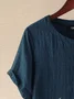 Navy Blue Floral-Print Cotton Casual T-shirt