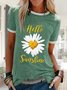 Green Cotton Round Neck Printed Casual T-shirt