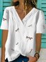 Women Casual Printed Short Sleeve V Neck T-shirt Top