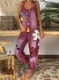 zolucky Floral Denim Sleeveless Jumpsuit & Romper