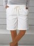 Vintage Plus Size Women Plain Pockets Casual Shorts