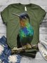 Animal Casual Crew Neck Cotton-Blend T-shirt