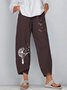 Printed Casual Cotton-Blend Pants