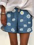 Casual Daisy Floral Printed Shorts for Women