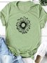Vintage Short Sleeve Statement Daisy Floral Printed Crew Neck Plus Size Casual Tops