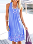 Casual Painted Sleeveless Crew Neck Casual Dress